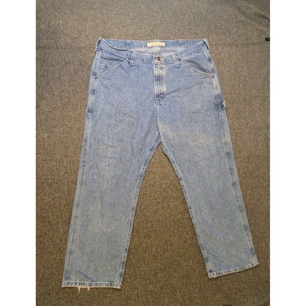 Vintage Lee Dungarees Carpenter Jeans Mens 38x30 Blue Denim Cotton Wide Pants